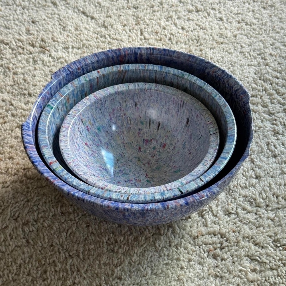 Brookpark Confetti Melamine Nesting Mixing Bowl Set Blue Multi Speckled 3pc